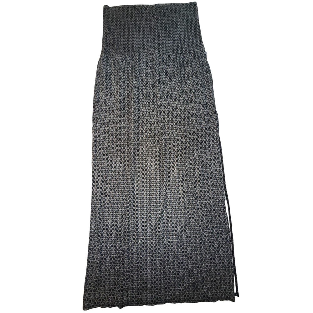 Roxy Womens Geometric Floral Print Maxi Skirt Blue Black High Waist Slits Large